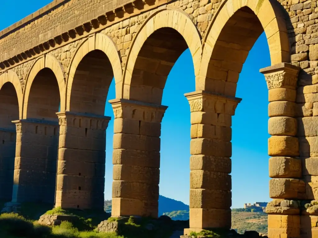 El antiguo Puente de Alcántara muestra su arquitectura romana en detalle, bañado por la cálida luz dorada