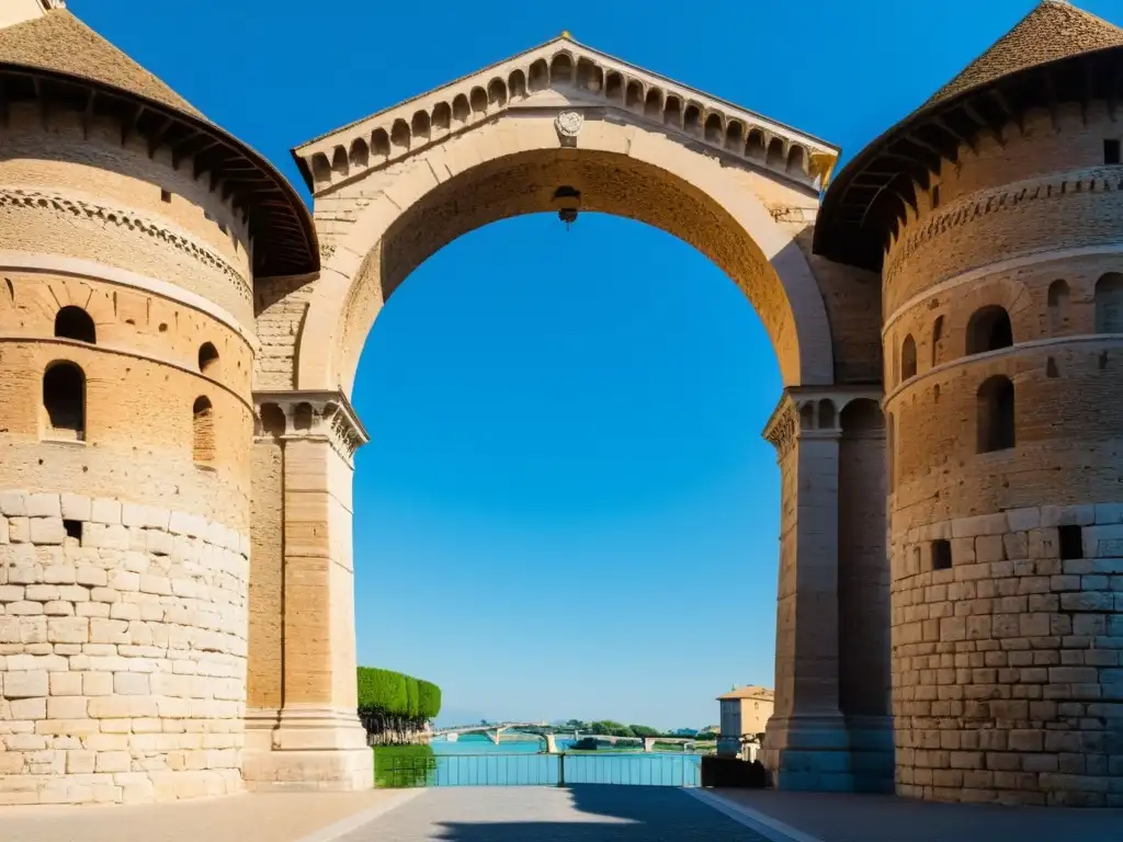 El antiguo Puente de Tiberio en Rimini, Italia, se yergue majestuoso bajo el cielo azul, reflejando la historia y la belleza atemporal