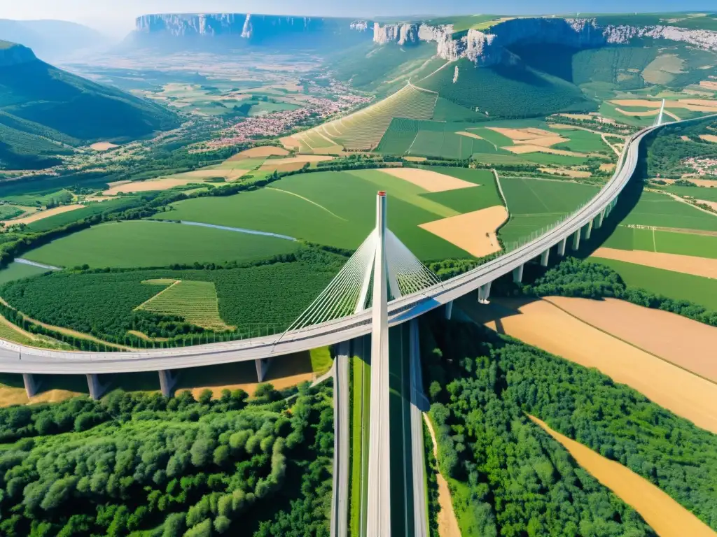 Arquitectura impresionante: majestuoso viaducto de Millau en Francia, se eleva sobre el valle del Tarn con ingeniería asombrosa y belleza natural