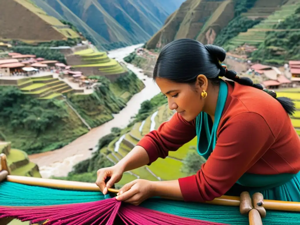 Artesanos tejendo el puente colgante Q'eswachaka, mostrando las técnicas ancestrales y la rica herencia cultural inca en el paisaje andino