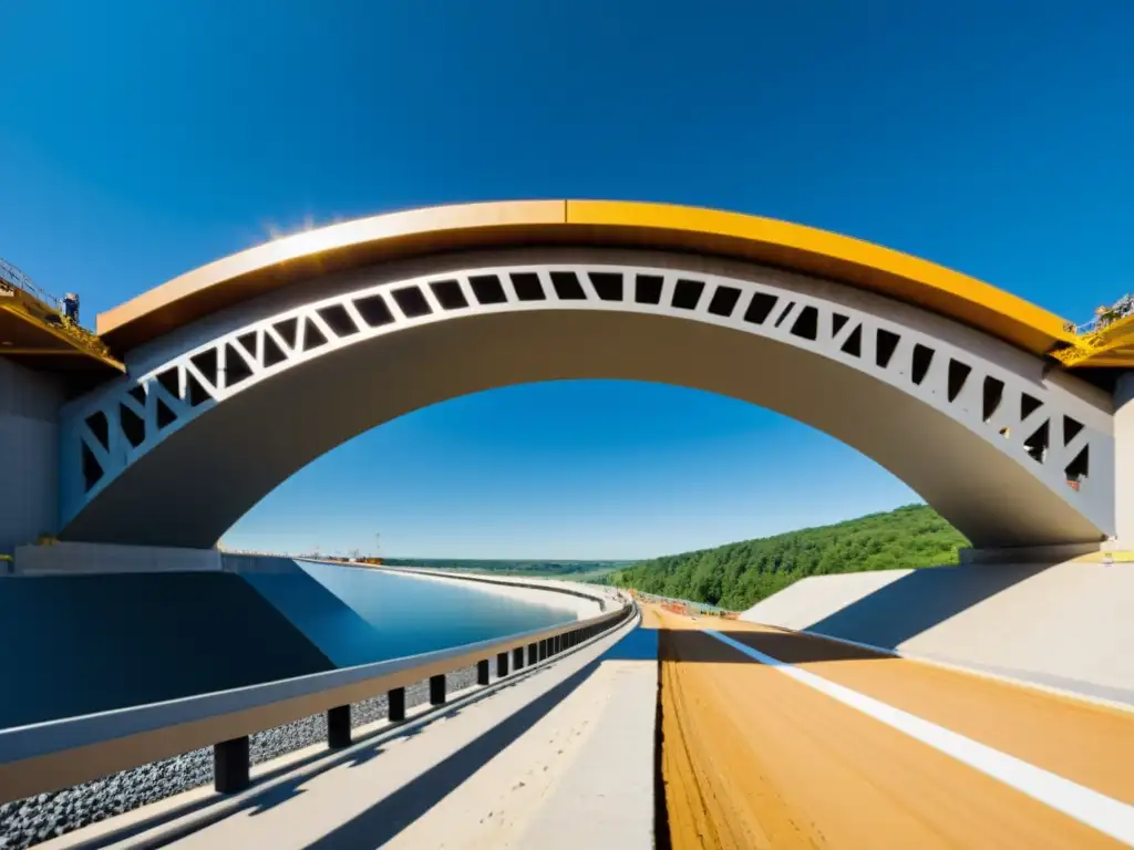 Avance tecnológico en la construcción de puentes con materiales de memoria, mostrando detalles de su innovador diseño y construcción