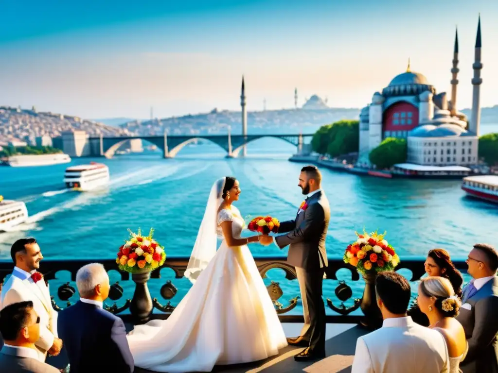 Bodas internacionales en el Puente Galata: fusión de tradiciones y amor multicultural en el corazón de Estambul