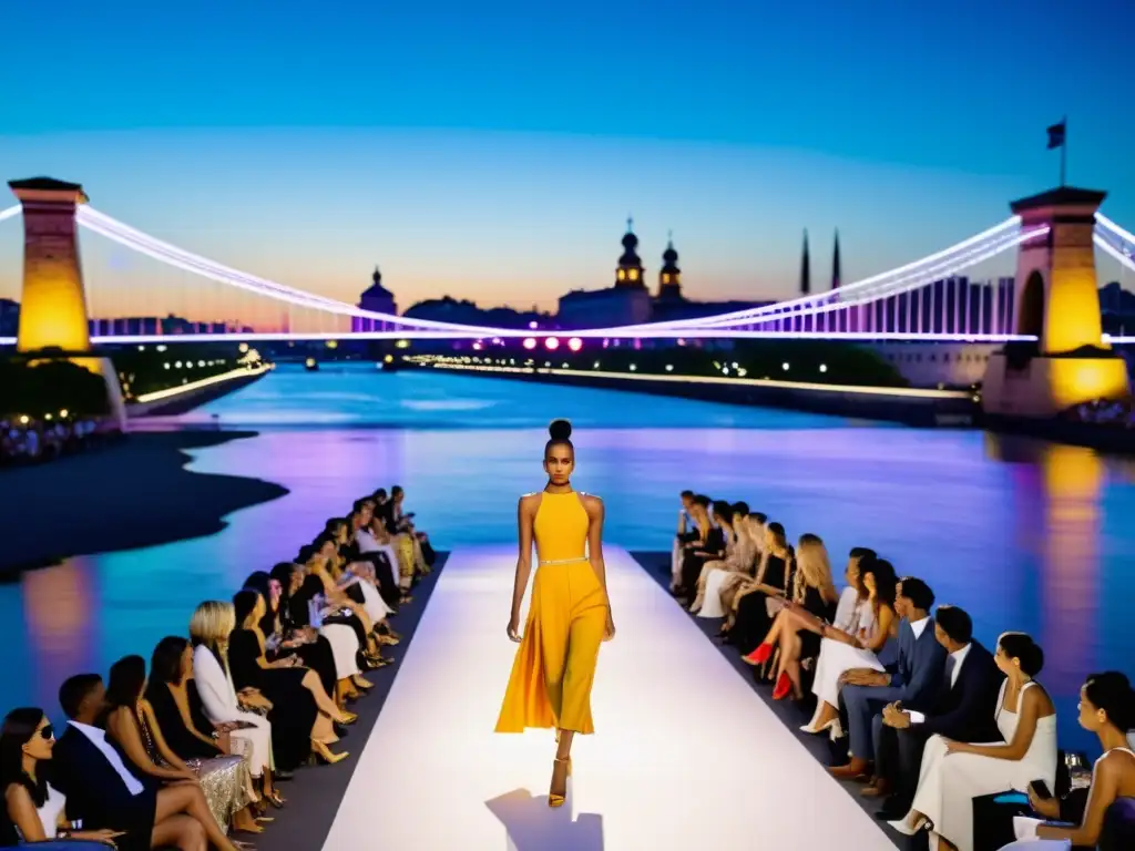 Desfile de moda en el Puente de la Constitución de 1812, fusionando moda y arquitectura en un escenario impresionante