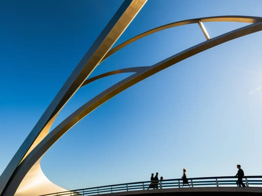 Detallada arquitectura simbólica del Puente de la Mujer en Buenos Aires, destacando su elegante diseño y fusión de arte y ingeniería