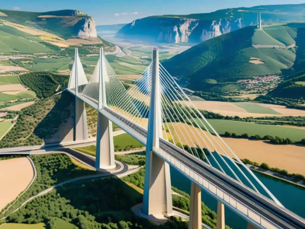 Detallada maqueta del Viaducto de Millau, resaltando la precisión de su diseño