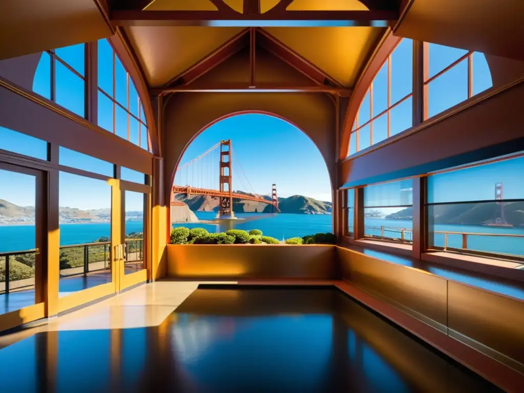 Exhibición detallada sobre el Puente Golden Gate en el Museo del Puente Golden Gate, iluminada por luz natural