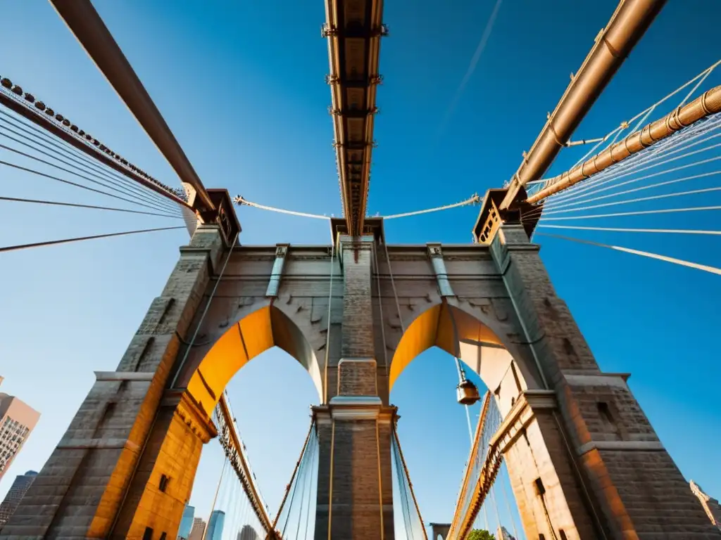 Detalle de los cables de acero del Puente de Brooklyn, revelando secretos ocultos y su impacto cultural atemporal