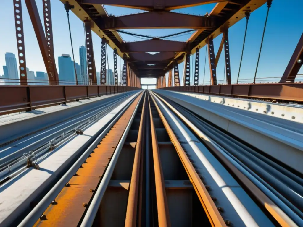 Detalle de cables de puente con desgaste por el tiempo, resaltando la importancia del curso mantenimiento puentes estructurales