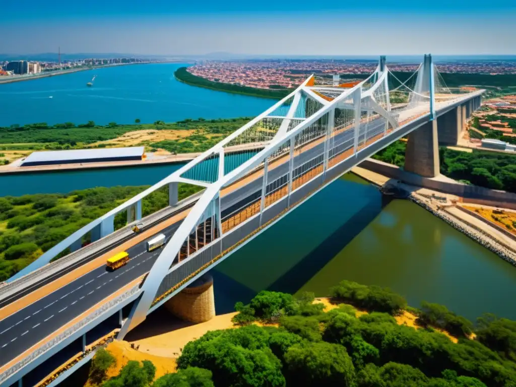 Detalle de la construcción del Puente Internacional de la Amistad, mostrando la historia y la ingeniería del proyecto