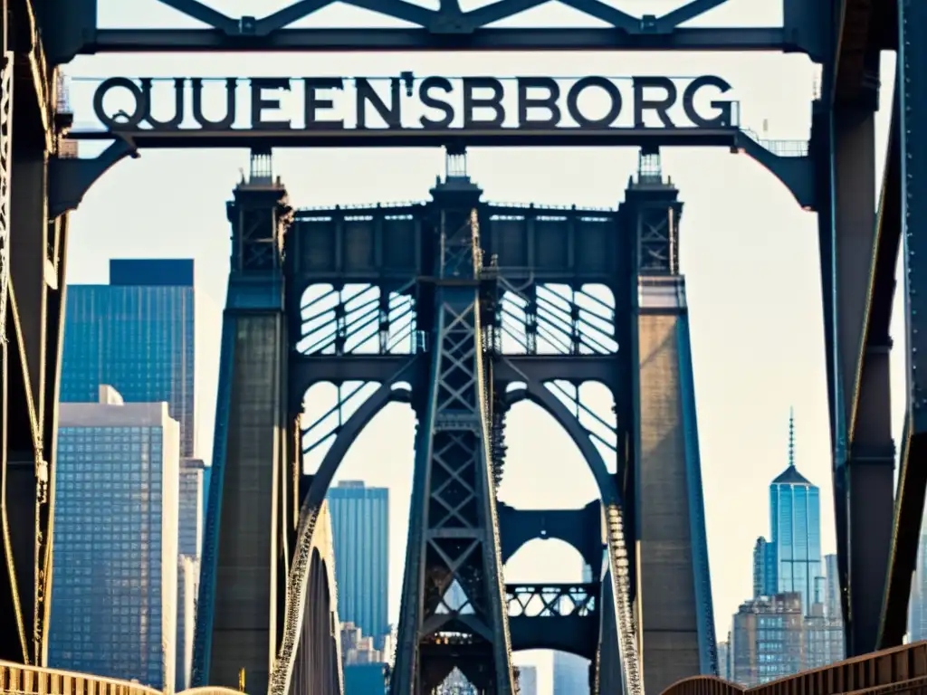 Detalle de la estética industrial del Puente Queensboro en una fotografía evocadora