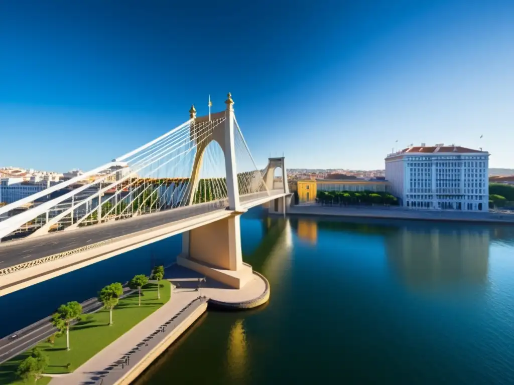 Detalle excepcional del diseño arquitectónico del Puente de la Constitución de 1812, uniendo historia y modernidad