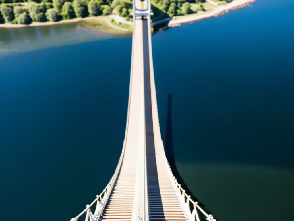 Detalle impactante de cables y conectores de un puente, resaltando su arquitectura y precisión