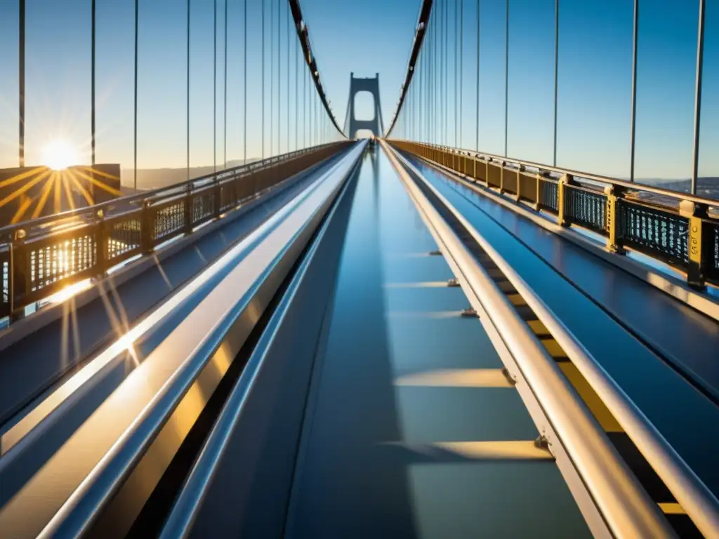 Detalle impresionante de cables y vigas metálicas en un puente, resaltando su complejidad y terminología arquitectónica puentes