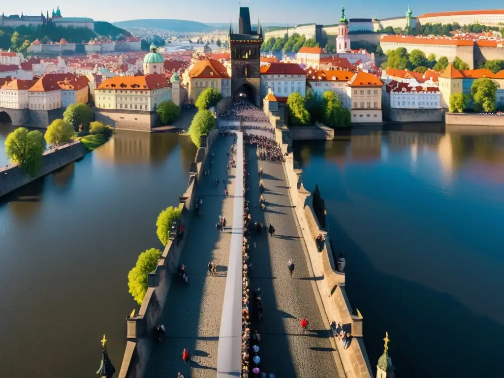 Detalle impresionante del Puente de Carlos en Praga, capturado en Realidad Virtual