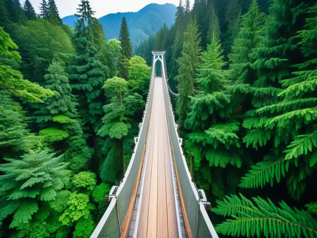 Detalle del majestuoso puente colgante Capilano en Vancouver, resaltando su historia, arquitectura y belleza natural