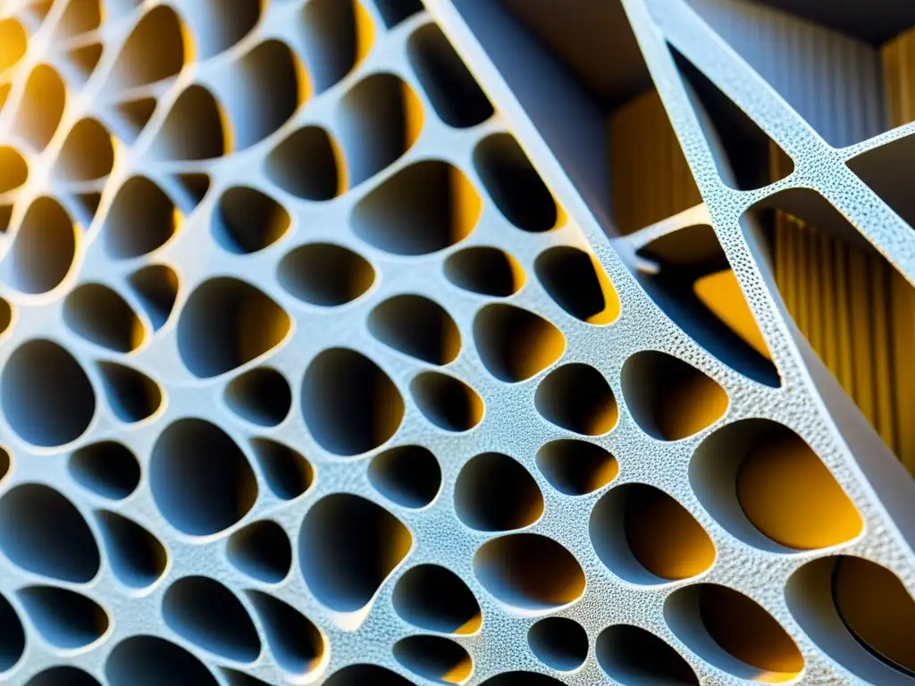 Detalle de material biodegradable utilizado en la construcción de puentes, resaltando su textura orgánica y sostenible bajo la luz solar