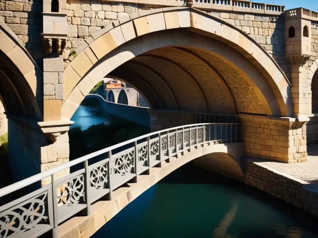 Detalle medieval del Puente del Espíritu Santo con tecnología 3D, resaltando la fusión de artesanía tradicional y visualización moderna