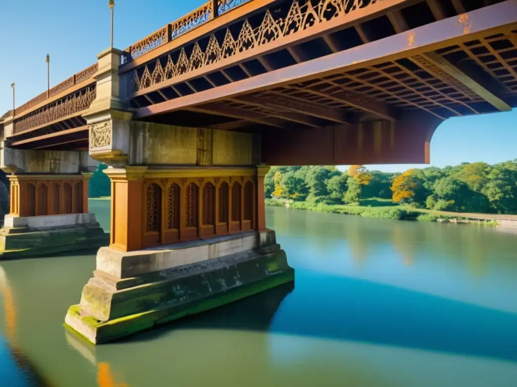 Detalle de puente histórico desgastado contrastado con Realidad Aumentada conservación puentes