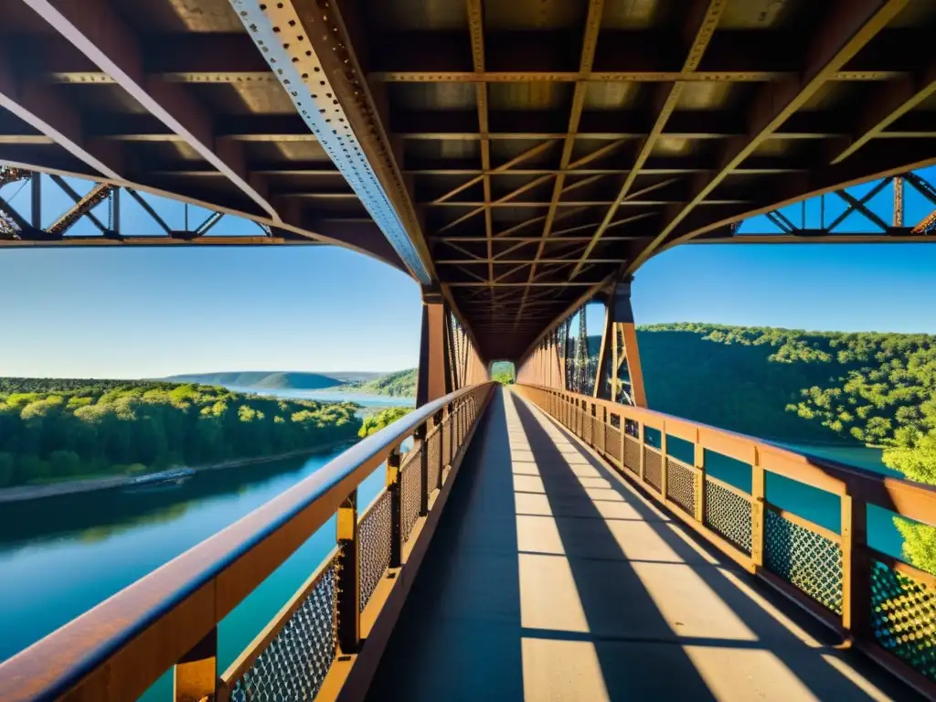 Detalle de un puente icónico en realidad aumentada, capturando la historia y la grandeza arquitectónica entre luz y sombra