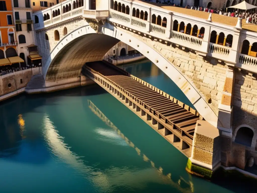 Detalle del Puente de Rialto con ingenieros usando Realidad Aumentada conservación puentes para preservar su estructura centenaria