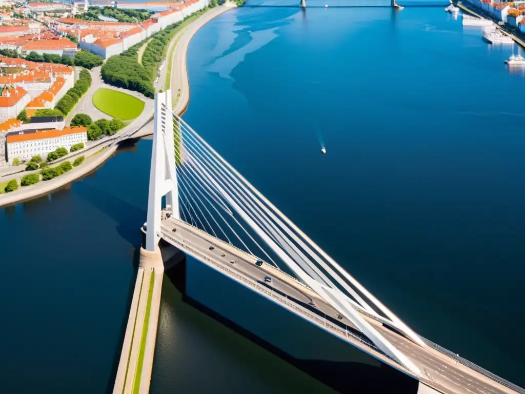 Detalles arquitectónicos del Puente Oresund capturados con tecnología 3D, resaltando su innovador diseño y estructura icónica