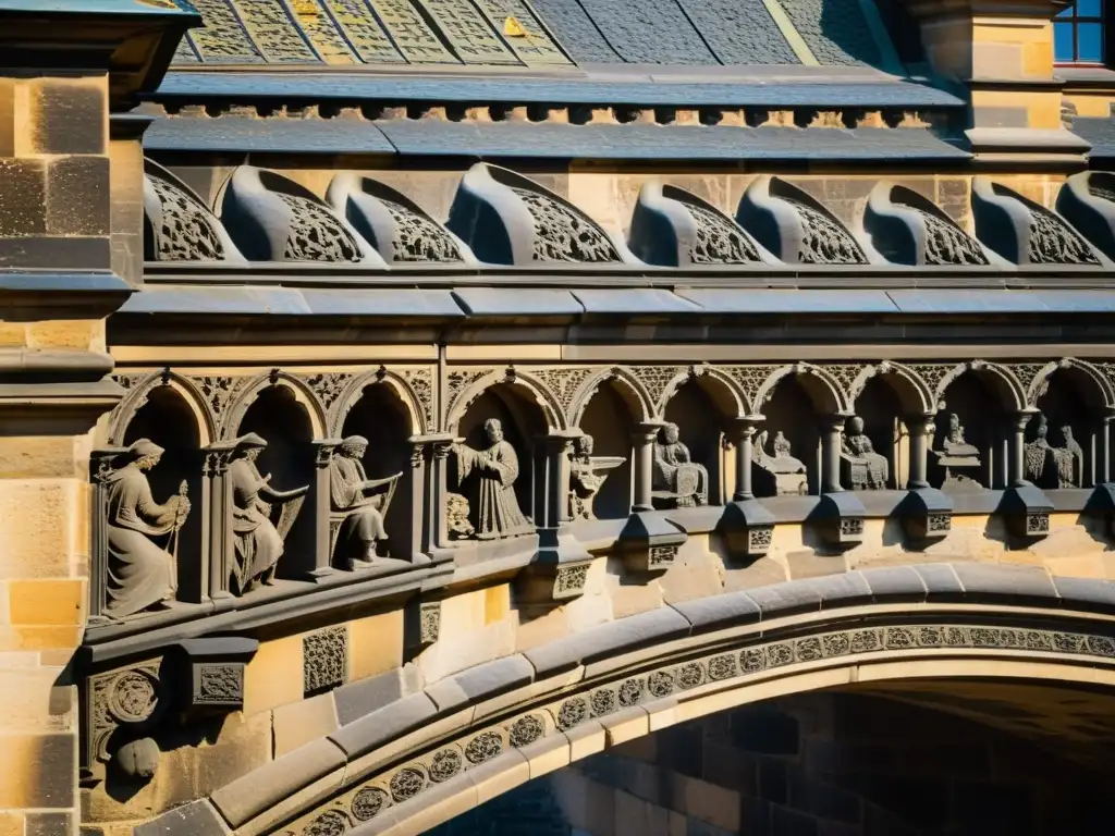 Detalles góticos y piedras centenarias del Puente de Carlos en Praga, evocando su historia y patrimonio cultural