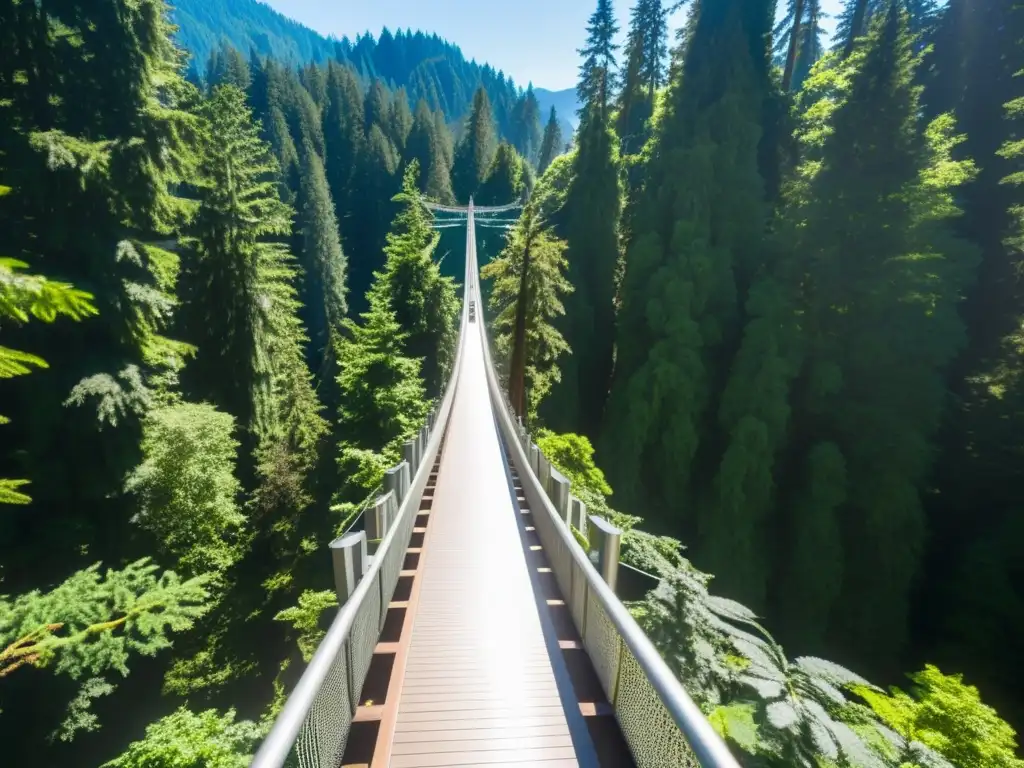 Detalles impresionantes de los cables de suspensión del Puente Colgante Capilano, mostrando su resistencia ante el entorno natural