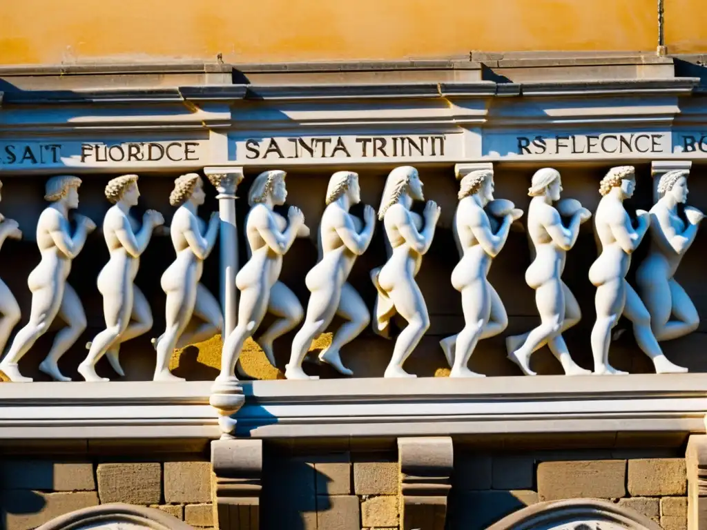 Detalles de mármol del Puente de Santa Trinita en Florencia, capturando la belleza y la historia artística del lugar