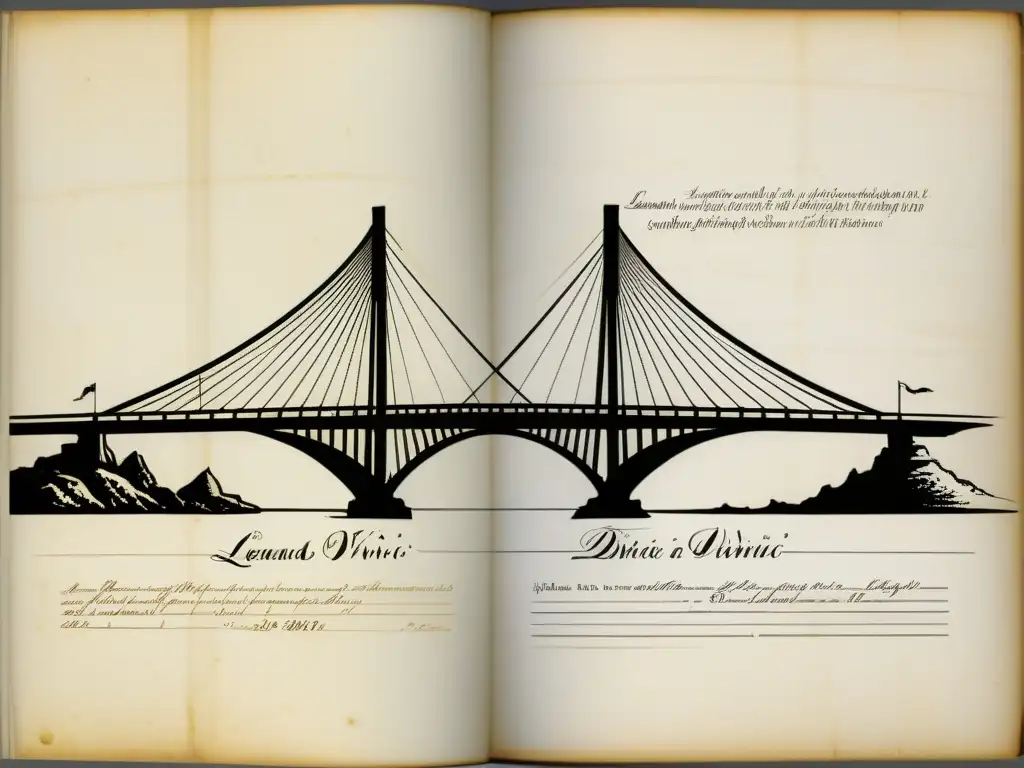 Comparación épica: Da Vinci vs Comparación entre el diseño de puente icónico de Leonardo da Vinci y Santiago Calatrava, fusionando pasado y presente en la arquitectura de puentes