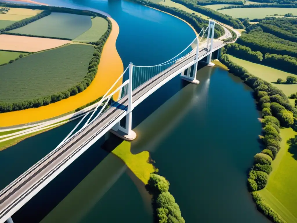 Diseño de puentes con materiales compuestos: Puente moderno de líneas elegantes y revolucionario uso de materiales, destacándose en el paisaje natural