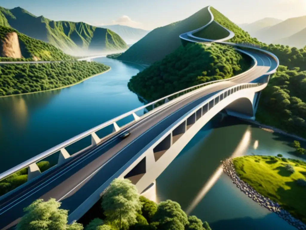 Diseño de puentes con materiales compuestos: Puente moderno de líneas elegantes sobre un río, en armonía con la naturaleza