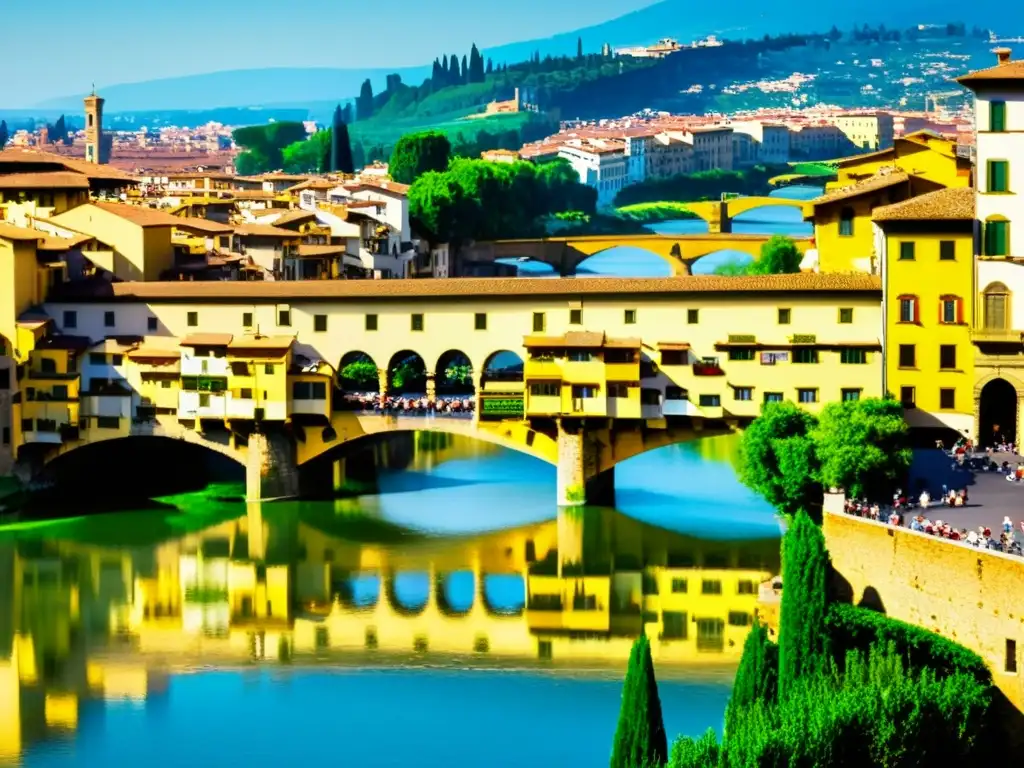 Una fotografía documental de alta resolución del icónico Puente Vecchio en Florencia, Italia