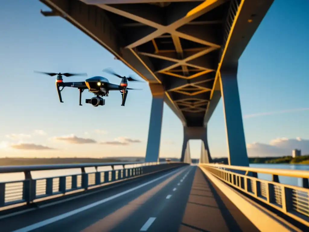 Un drone de alta tecnología captura detalles del puente, resaltando su diseño