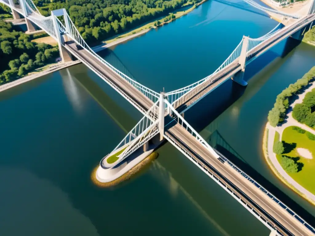 Un drone inspecciona detalladamente la estructura de un puente, revelando su compleja red de acero y concreto