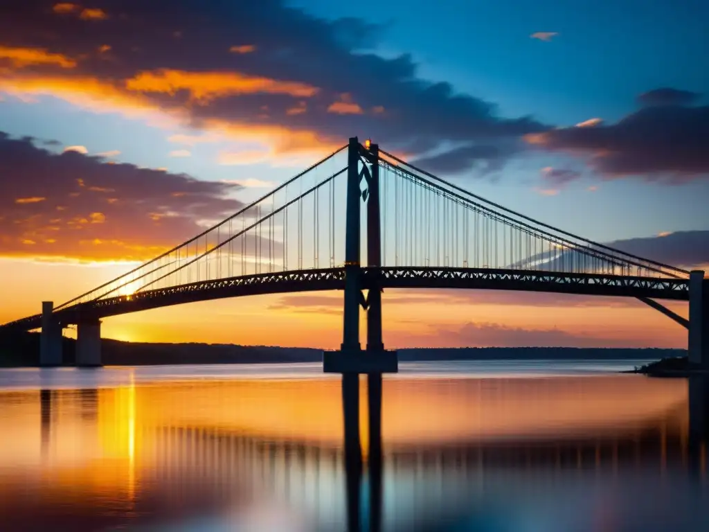 Emblemático puente al atardecer, captura la majestuosidad de fotografiar puentes emblemáticos atardecer en una escena impresionante