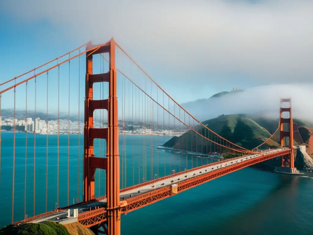 El emblemático Puente Golden Gate de San Francisco se destaca en un paisaje brumoso