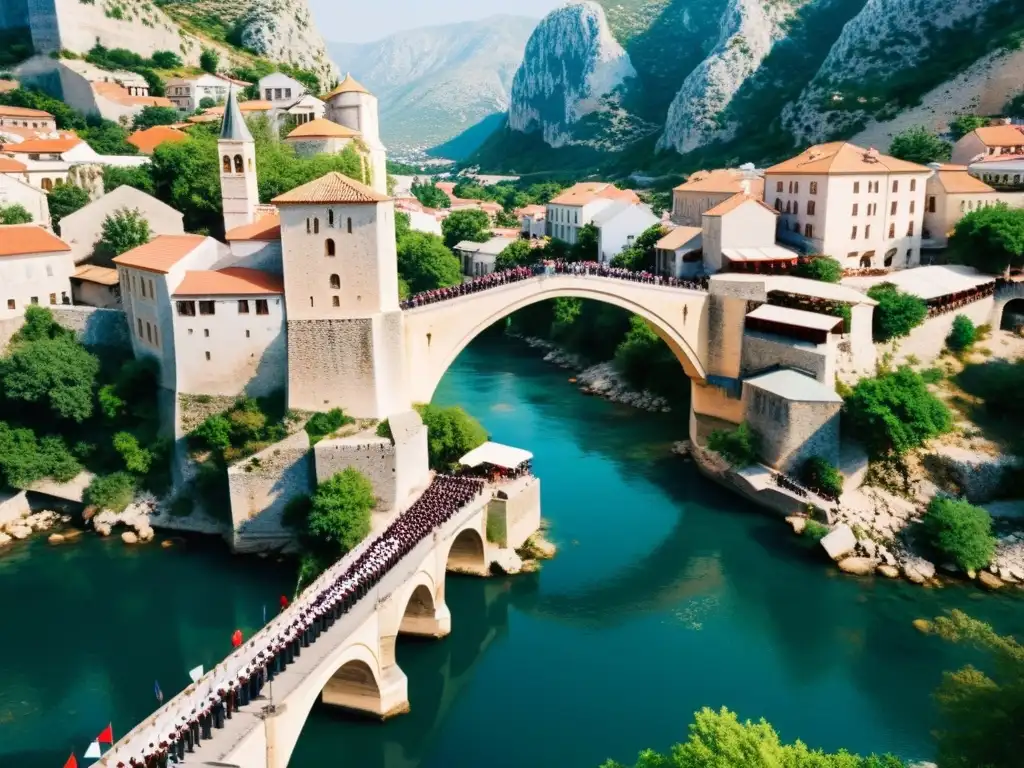 Emotivo evento conmemorativo en el icónico Puente de Mostar, uniendo a personas de diferentes orígenes en honor a su significado histórico