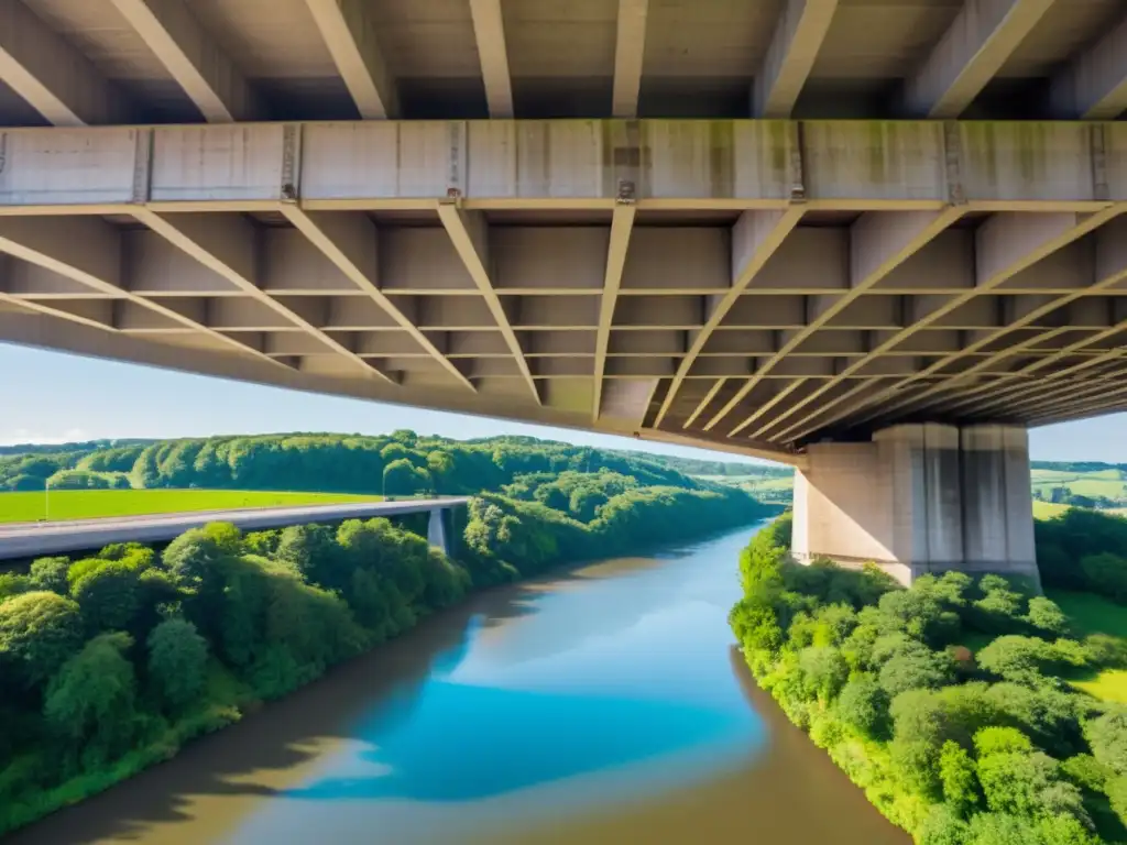 Un equipo de ingenieros civiles usando drones para inspeccionar el puente, resaltando la importancia del mantenimiento de puentes