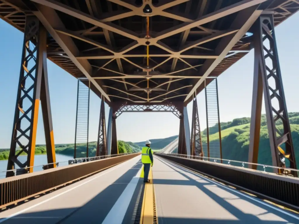 Un equipo de ingenieros y técnicos inspecciona con drones una estructura de puente