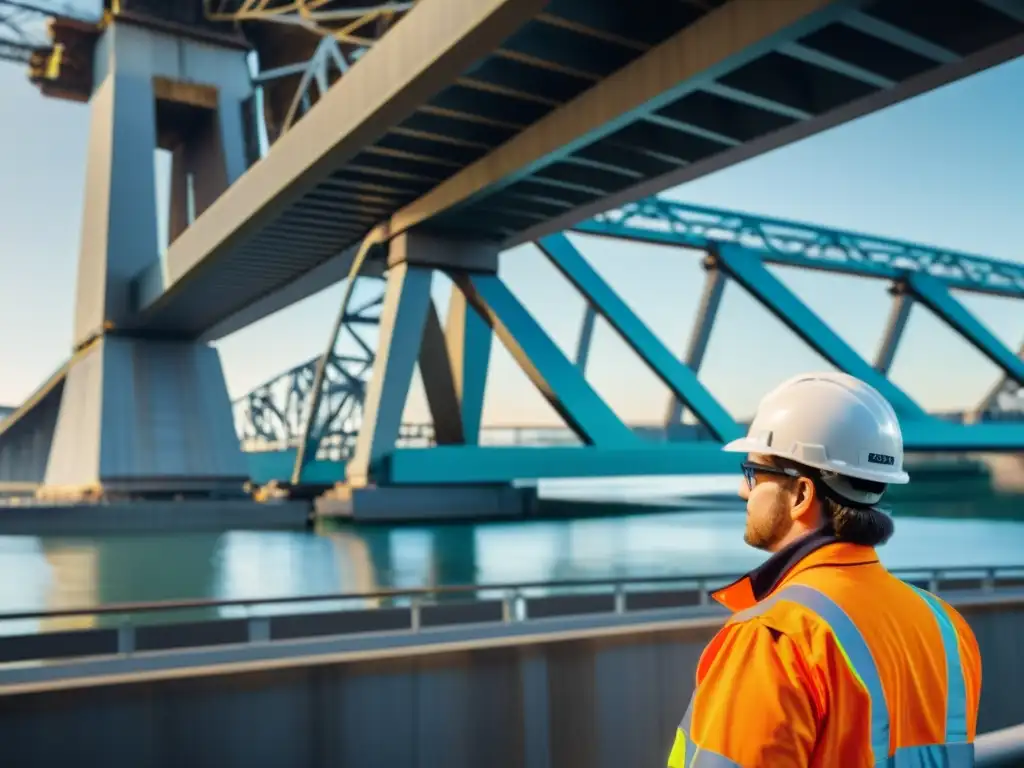 Equipo de ingenieros y técnicos utilizando Realidad Aumentada para inspeccionar y conservar un puente