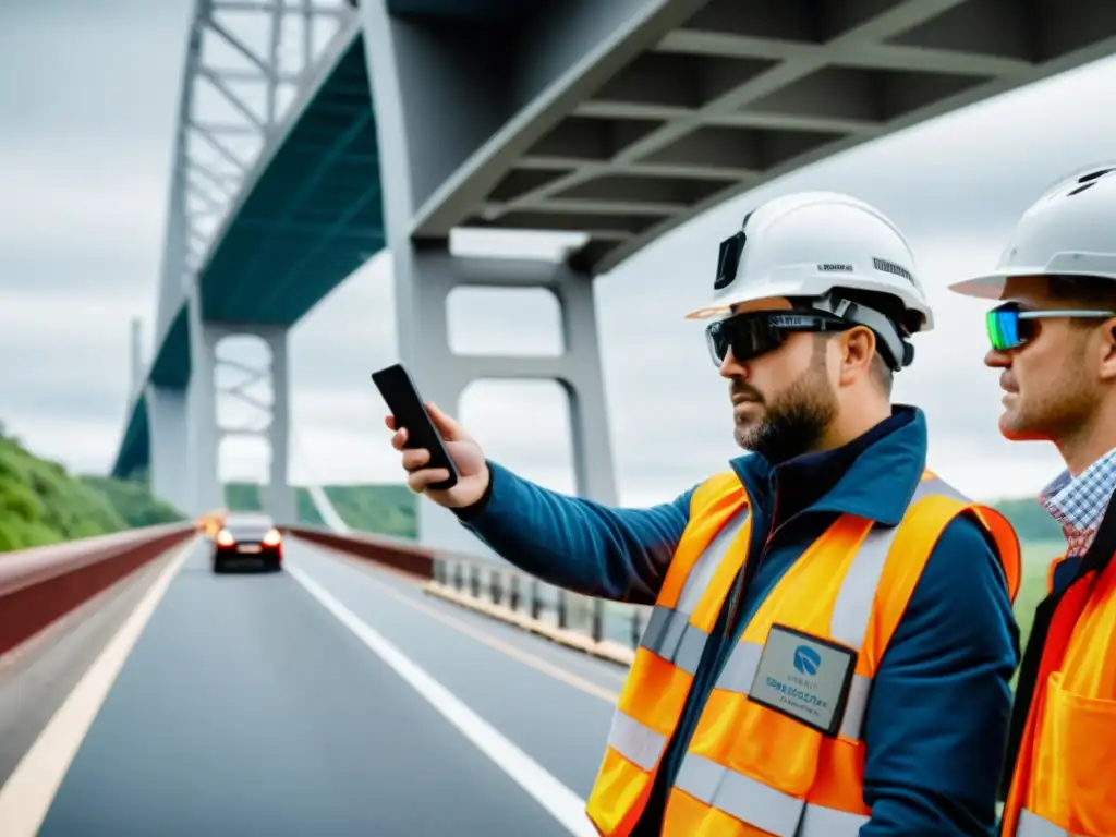 Un equipo de inspección de puentes utiliza tecnología de realidad aumentada para analizar la integridad estructural de un puente