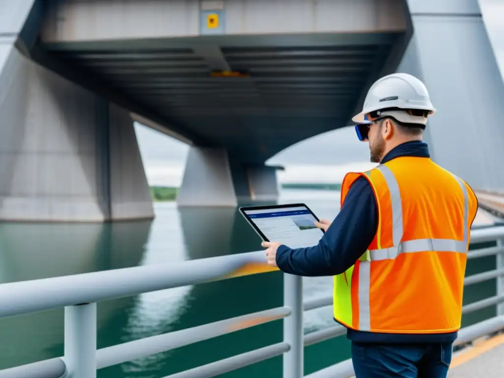 Un equipo de inspectores de puentes utiliza la realidad aumentada para analizar la estructura de un puente moderno