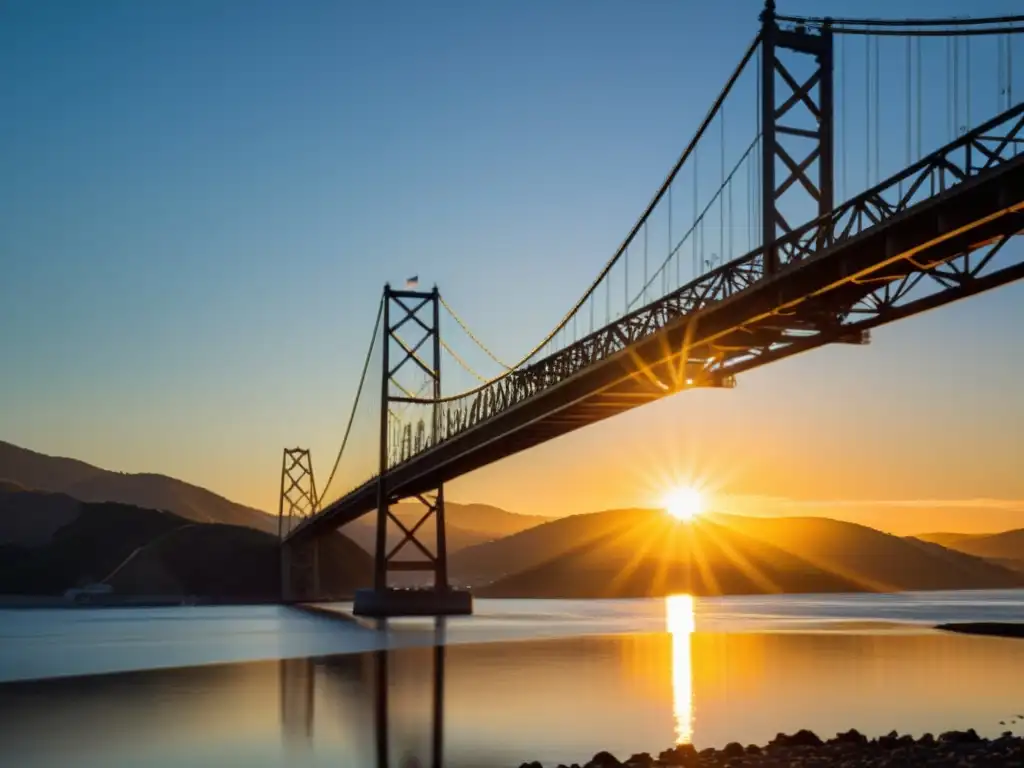 Esplendor del Puente Carquinez al Atardecer Espectacular atardecer en el Puente Carquinez, reflejando su belleza arquitectónica y su integración en el paisaje natural