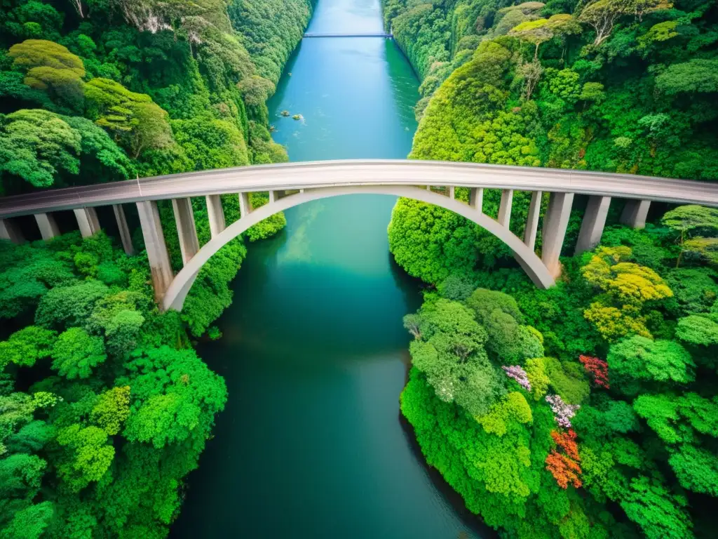 Espectacular puente en Oceania, conectando la exuberante flora y fauna de la selva con un paisaje impresionante de verdor