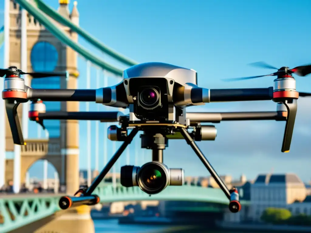 Estabilizador de imagen de drone capturando el dinamismo del Tower Bridge