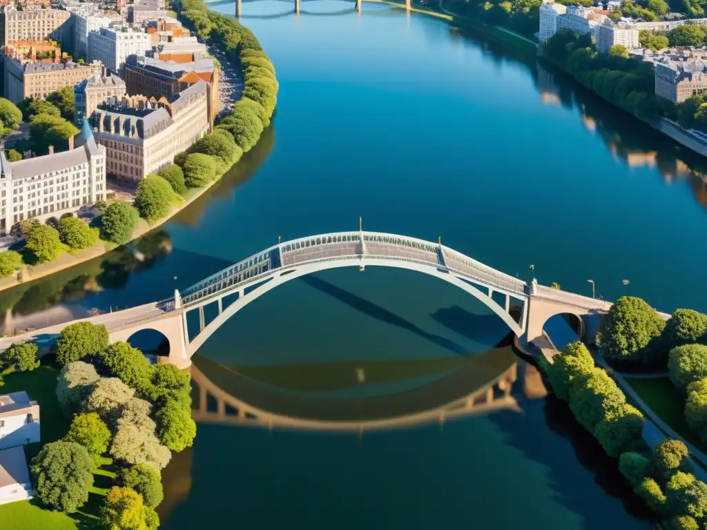 Exposiciones artísticas puentes sobre agua: un puente majestuoso se refleja en un río tranquilo, mostrando su arquitectura y belleza