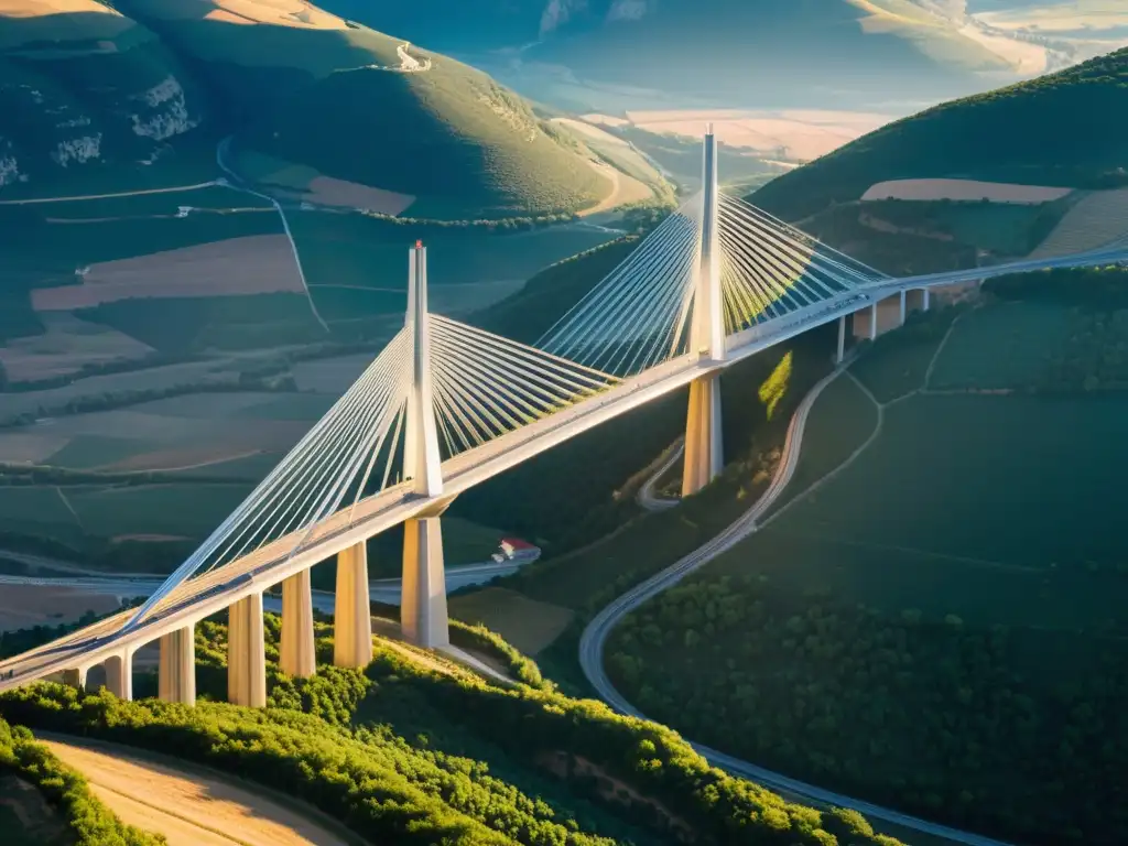 Foto documental del impresionante viaducto de Millau en Francia