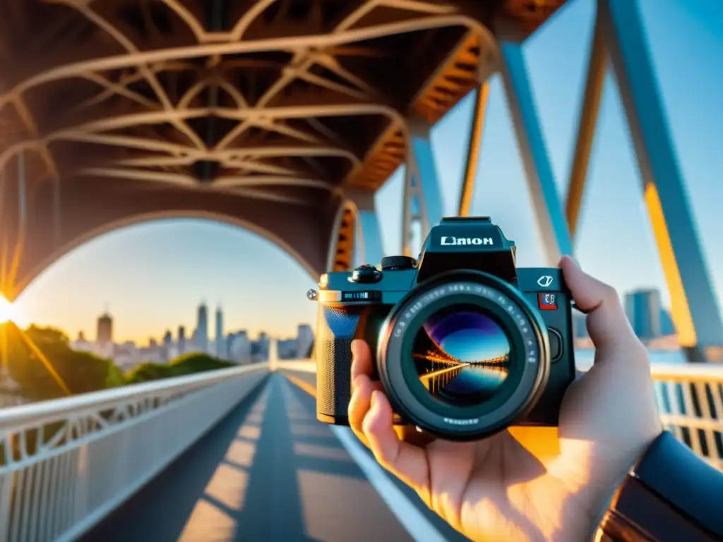 Un fotógrafo captura la majestuosidad de un puente con una cámara sin espejo