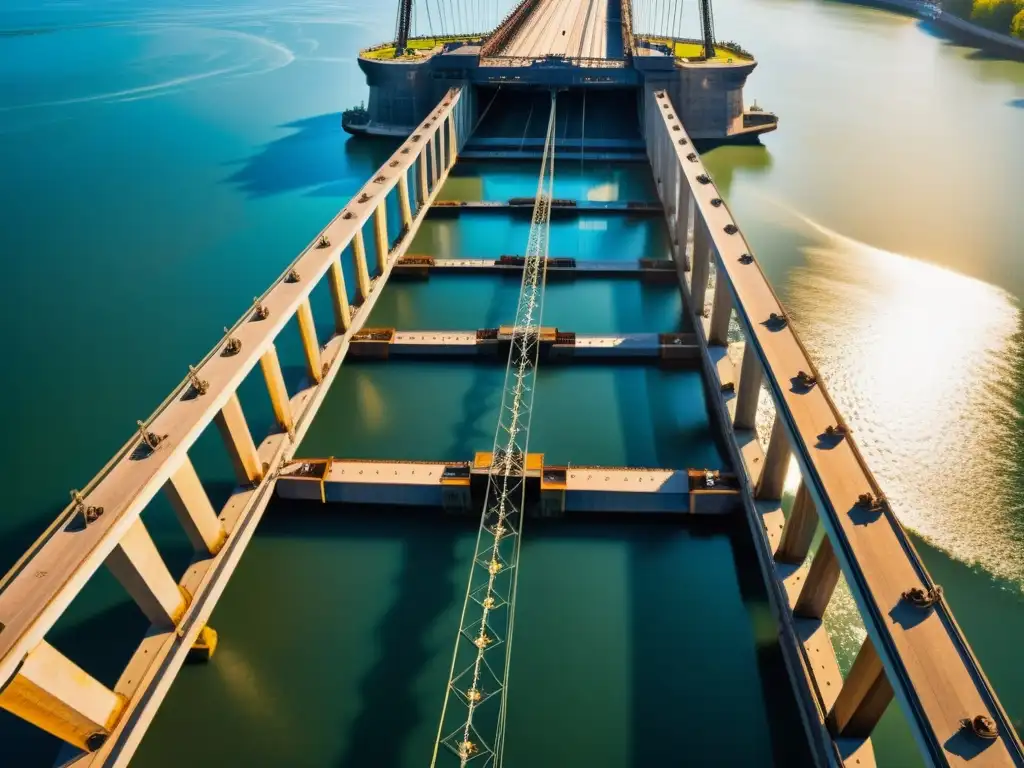 El funcionamiento de puentes levadizos se muestra en detalle, destacando la ingeniería y la acción impresionante sobre el río