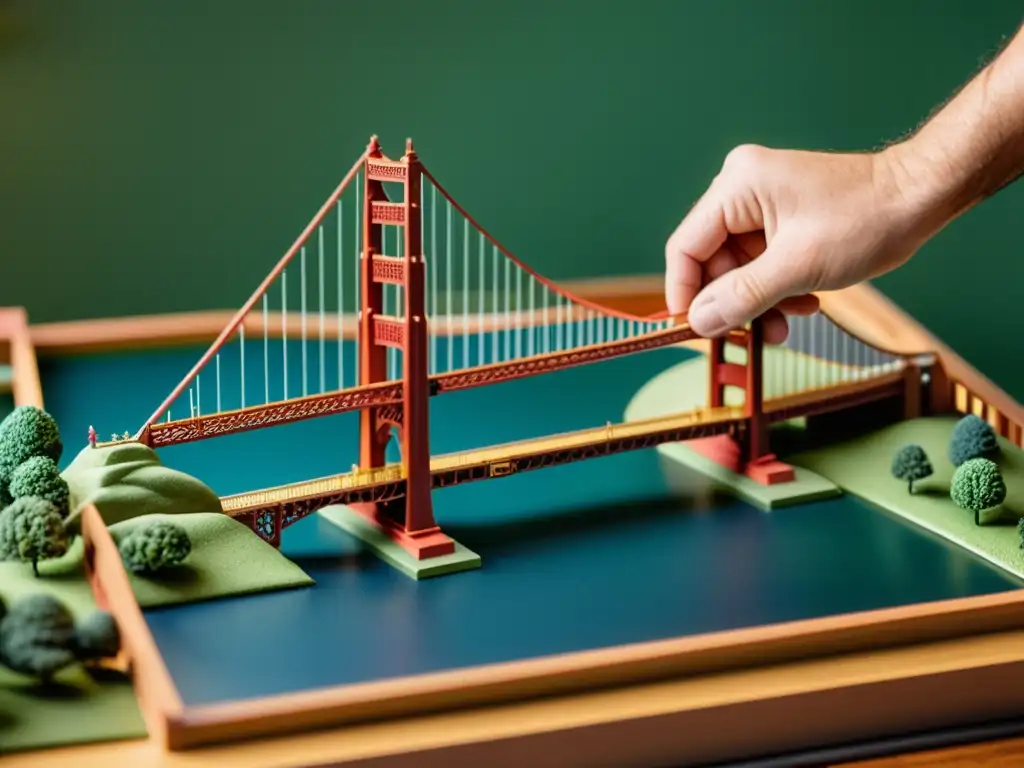 Un hábil artesano construye una réplica detallada del icónico Puente Golden Gate